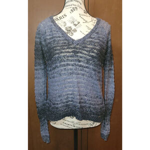 Hollister Sz S Women's Juniors Sweater Black Gray‎ Ombre W Silver~ Drop Tail Hem